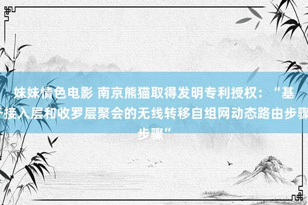 妹妹情色电影 南京熊猫取得发明专利授权：“基于接入层和收罗层聚会的无线转移自组网动态路由步骤”