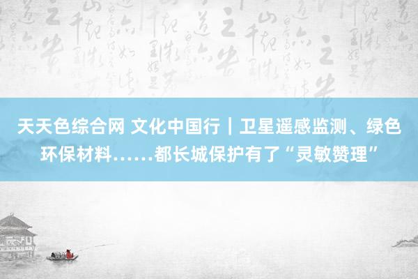 天天色综合网 文化中国行｜卫星遥感监测、绿色环保材料……都长城保护有了“灵敏赞理”