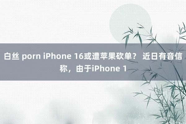 白丝 porn iPhone 16或遭苹果砍单？ 近日有音信称，由于iPhone 1