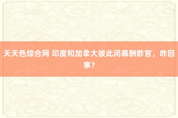 天天色综合网 印度和加拿大彼此闭幕酬酢官，咋回事？