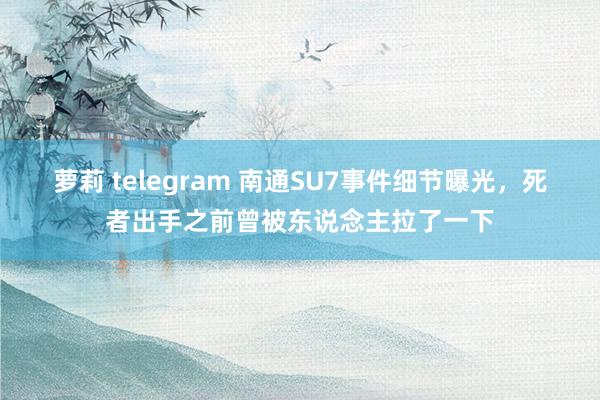 萝莉 telegram 南通SU7事件细节曝光，死者出手之前曾被东说念主拉了一下