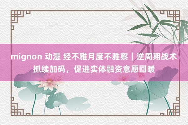 mignon 动漫 经不雅月度不雅察｜逆周期战术抓续加码，促进实体融资意愿回暖