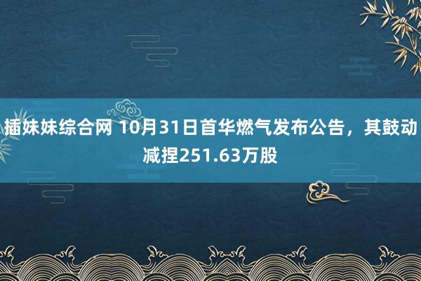 插妹妹综合网 10月31日首华燃气发布公告，其鼓动减捏251.63万股