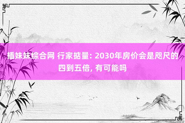 插妹妹综合网 行家掂量: 2030年房价会是咫尺的四到五倍， 有可能吗