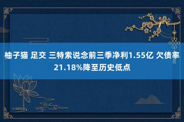 柚子猫 足交 三特索说念前三季净利1.55亿 欠债率21.18%降至历史低点