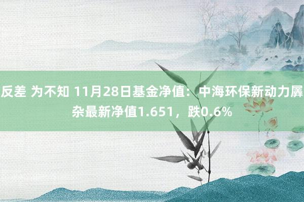 反差 为不知 11月28日基金净值：中海环保新动力羼杂最新净值1.651，跌0.6%