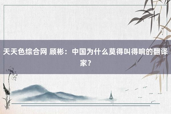 天天色综合网 顾彬：中国为什么莫得叫得响的翻译家？