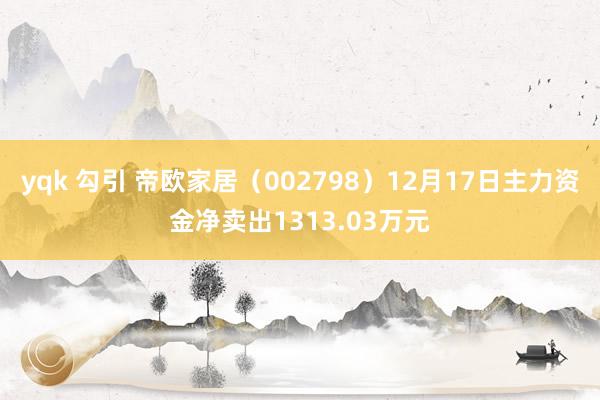 yqk 勾引 帝欧家居（002798）12月17日主力资金净卖出1313.03万元