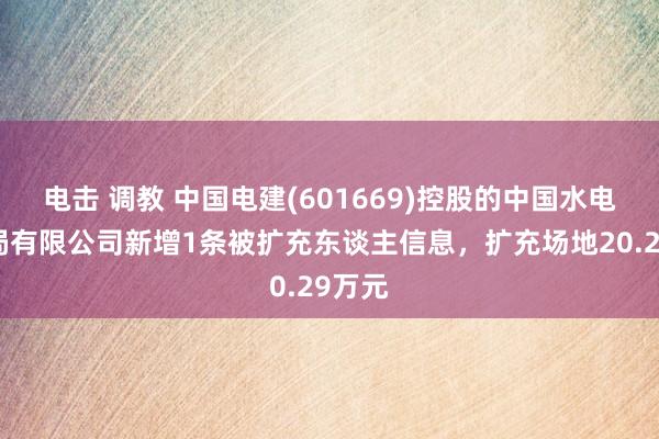 电击 调教 中国电建(601669)控股的中国水电基础局有限公司新增1条被扩充东谈主信息，扩充场地20.29万元