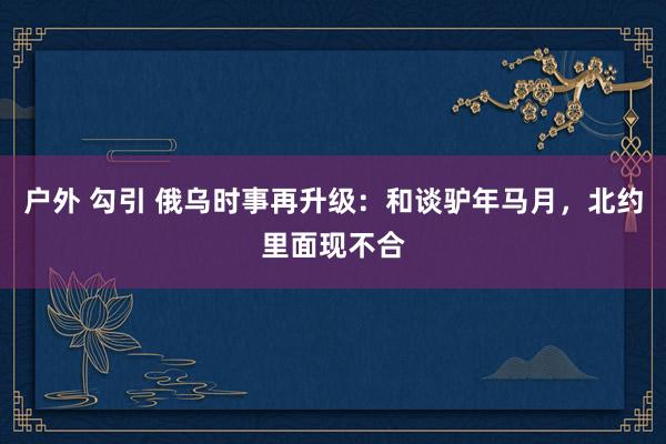 户外 勾引 俄乌时事再升级：和谈驴年马月，北约里面现不合