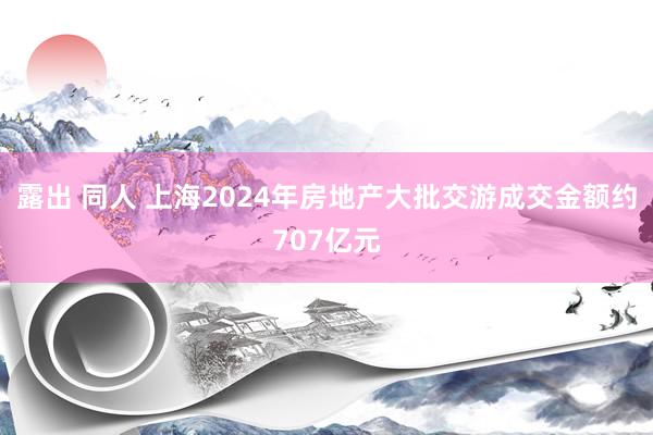 露出 同人 上海2024年房地产大批交游成交金额约707亿元